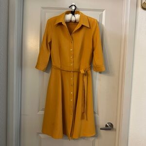 Sharagano Mustard 3/4 Sleeve Dress